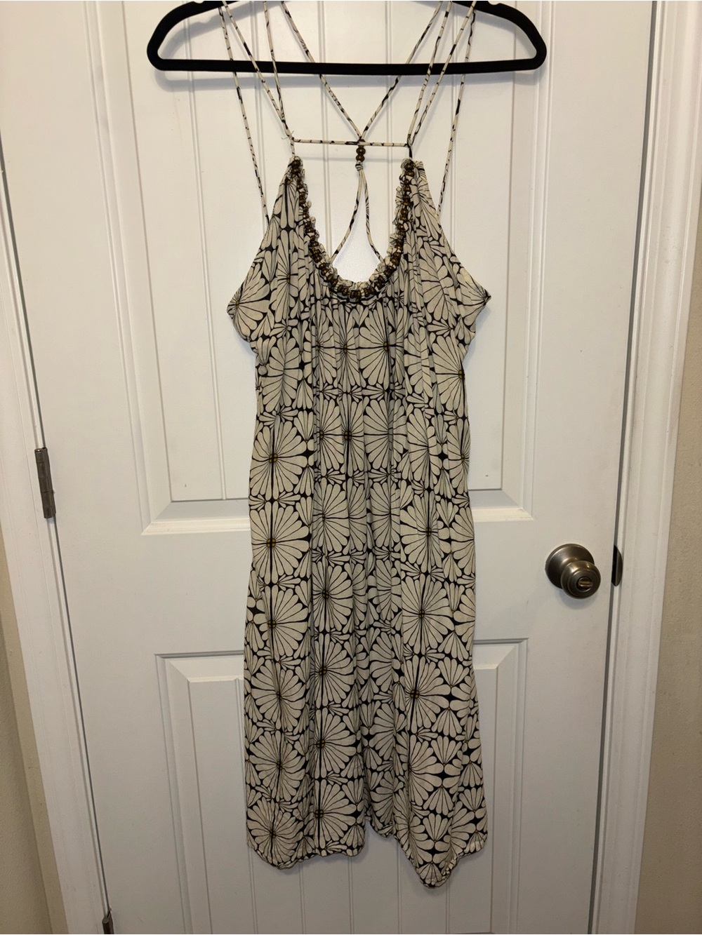 Parrot Paints for Anthropologie Kenzie Beaded Mini Dress in black white MP - Picture 3 of 11